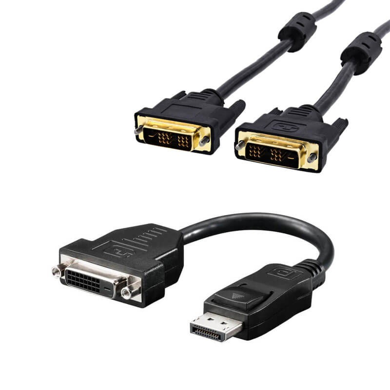 Pachet Cablu DVI-D + Adaptoare DisplayPort la DVI-D